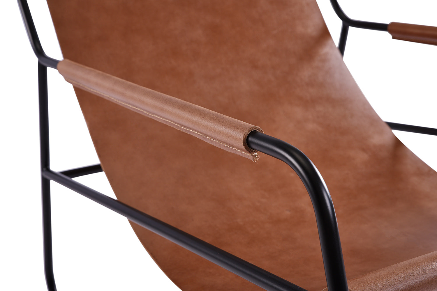 Accoudoir du Fauteuil Désert à bascule en toile de cuir suspendue